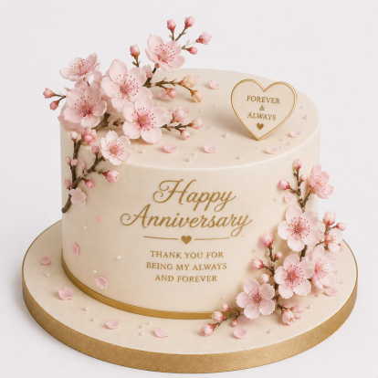 Cherry Blossom Anniversary Cake
