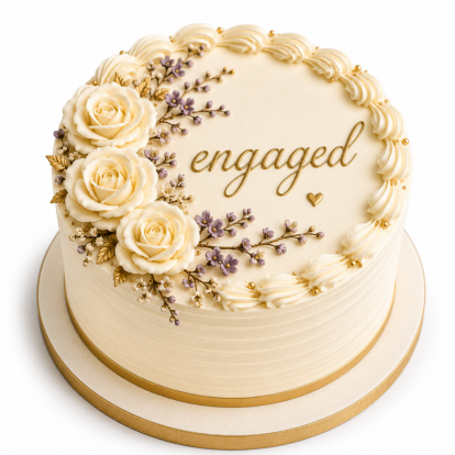 Engaged Floral Celebration Cake