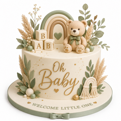 Greenery Baby Shower Cake