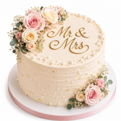 Romantic Mr. & Mrs. Wedding Cake