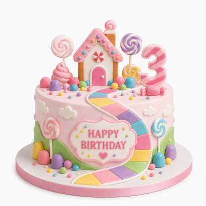 Sweet Candyland Adventure Birthday Cake